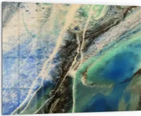 DEQORI Küchenrückwand Glas 80x60 cm 'Meeresfarbenspiel' Spritzschutz Bad Rückwand Küche