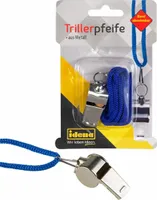 Idena - Triller-Pfeife aus Metall mit blauem Band zum Umhängen, ideal für Sport- und Freizeitaktivitäten, für Kinder, Trainer, Lehrer und Bademeister