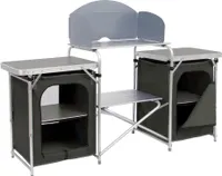 CampFeuer Campingschrank, 171 x 48 x 111 cm, Faltschrank mit Spritzschutz, Ablagen und Staufächer