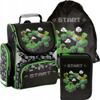 Schulrucksack Mädchen Jungen Motiv MINECRAFT 3 T Set Rucksack Federmäppchen Tasche Mega-Set Paso