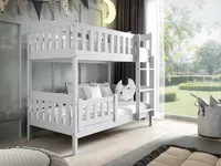 Masseno Etagenbett LUCIA 80x160 cm mit Rausfallschutz, Kinderbett mit Leiter für Mädchen und Jungs, Stockbett 2 Kinder, Holz, Weiß