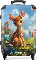 NoBoringSuitcases.com Detský kufor Medium 67x43x25 cm, 72L, Roztomilé potlače pre dievčatá: Farebný - jeleň, kufor so 4 kolieskami