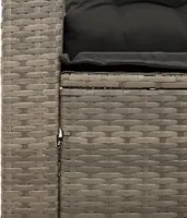 vidaXL Gartensofa mit Kissen 3-Sitzer Grau Poly Rattan