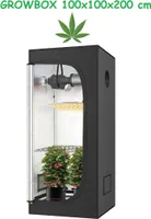 JUNG Growbox Growzelt Indoor 100x100x200cm Premium Mylar 97% reflektierend, Hydroponisches System, Gewächshaus Cannabis Balkon, Wasserdicht, Grow Tent