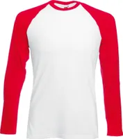 Pánske baseballové tričko Fruit Of The Loom, čierne BC328 (XL) (Weiß/Rot)