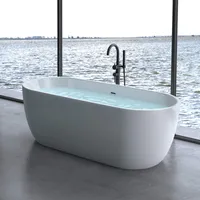 doporro Freistehende Badewanne inkl. Armatur Vicenza604 170x78x60cm in weiss