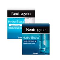 Neutrogena Hydro Boost Gesichtscreme Pflegeset Tag & Nacht - Aqua Creme & Nacht Creme Hyaluron - intensive Feuchtigkeit für jede Haut - je 50ml