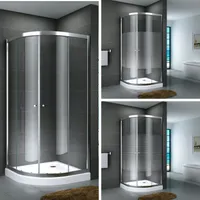 Glasdusche Fulda Set 14 cm  Teilsatiniert Größe: 80 x 80 x 190 cm  mit Duschtasse und Ablauf