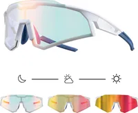 ROCKBROS Fahrradbrille Photochrome UV400 Outdoor Radsport für Damen und Herren Weiß und hellblau