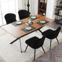 EUGAD Esszimmerstühle 6er Set Modern, Ergonomischer Stuhl aus Samt, Schwarz