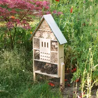Navaris Insektenhotel aus Holz wetterfest - Bienenhotel Hummelhaus - Naturbelassenes Hummelhotel für verschiedene Fluginsekten - Großes Insektenhotel