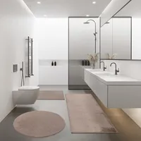 Moderne Badematte Badezimmer Teppich Shaggy Kuschelig Weich Einfarbig Braun Grösse 60x100 cm