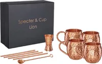 Kupferbecher Moscow Mule 4er Set 500ml mit Zubehör, 100% reines Kupfer, Cocktailbecher, Barset