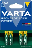 VARTA Batterien AAA, wiederaufladbar, 4 Stück, Recharge Accu ,800 mAh Ni-MH, sofort einsatzbereit, geeignet für schnurlose Telefone