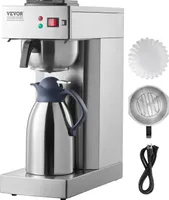 VEVOR kommerzielle Filterkaffeemaschine für 12 Tassen mit Thermoskanne oder kalter Thermoskanne und 2,8 l Wassertank, Brühkaffeemaschine aus Edelstahl