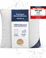 DormiGood | Premium Daunenkissen | 80x80 cm | Daunen | Kissen | 80x80 | Kopfkissen | Allergiker geeignet | Nomite | Downpass