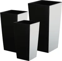 KADAX Blumentopf Set, Blumenkübel aus Kunststoff "Masiera", Innen- und Außenbereich, Schwarz Matt, 3er Set XL