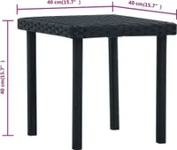 vidaXL Garten-Beistelltisch Schwarz 40×40×40 cm Poly Rattan