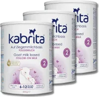 Kabrita | Ziegenmilch Folgemilch 6-12 Monate | Hochwertige Babynahrung  - Baby Milch, nahrhaft* und sanft zum Babybauch | Inhalt: 3x800g Babynahrung-Milchpulver