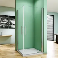 100x100x197cm NANO+ESG Glas Drehtür Schwingtür Eckeinstieg Nischtür Duschabtrennung Dusche