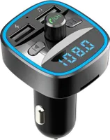 Auto Bluetooth FM Transmitter, Blaue Umgebende Leuchte Drahtloser Radio Kfz-Empfänger Adapter mit Freisprecheinrichtung, Dual USB Ladegerät