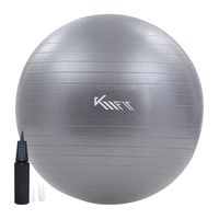 KM-Fit Gymnastikball 75 cm | Trainingsball mit Luft-Pumpe | Sitzball Büro Anti-Burst | Ball für Fitness, Yoga, Gymnastik, Core Training | Pezziball Yogaball BPA-Frei | Gymnastikbälle | Grau