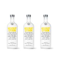 Absolut Vodka Citron 3er Set, Wodka, Schnaps, Spirituose, Alkohol, Alkoholgetränk, Flasche, 40 %, 3 x 1 L