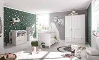 Babyzimmer Landhaus in Weiß 8 teiliges Komplett Set mit Soft Close und Babybettmatratze Babyzimmermöbel komplett, komplett Babyzimmer