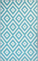 BELIANI Outdoor Teppich Blau Polypropylene 120 x 180 cm geometrisches Muster Rechteckig Kurzflor Gartenaccessoires Terrasse Balkon Wohnzimmer
