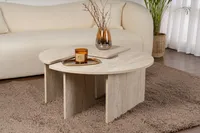 Skye Decor, Moira - Travertine, Couchtisch, Travertin, 100 % MELAMINBESCHICHTETE SPANPLATTEN, 90 x 41 x 90 cm