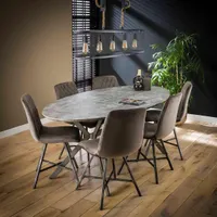 Esstisch Oval Größe wählbar 3D-Betonoptik / Schwarz, Größe Tischplatte:200 x 100 cm