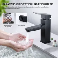 Schwarz Wasserhahn,Waschtischarmatur Design Einhebelmischer für Badezimmer,Mischbatterie Hochdruck Badarmatur,Armatur Einhebelmischer Edelstahl