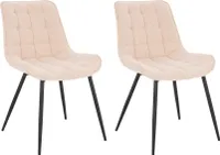 HOME DELUXE - Polsterstuhl IKALO 2er Set - Farbe: Cord Creme - weiche Polsterung, bis 120 kg belastbar I Küchenstuhl Speisestühle Esszimmerstühle