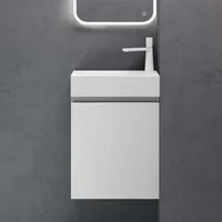 doporro Badmöbelset Waschbecken-Unterschrank für Gäste-WC 46cm in matt weiß Design Waschplatz Wandmontage Pisa 02