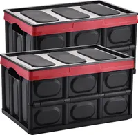 Yorbay 2 Stück 55L Profi Klappbox Transportbox Aufbewahrungsbox mit Deckel und Handgriff aus Kunststoff Mehrweg 53x36x29 cm (55L, Schwarz)