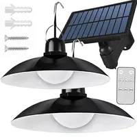 Lampa solarna LED z 2 lampami wiszącymi | solarna lampa wisząca | lampa wisząca | lampa solarna zewnętrzna | IP65 wodoodporna | zewnętrzna lampa ścienna ogrodowa Retoo