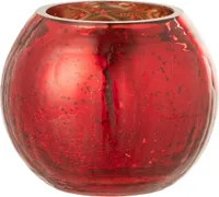 Windlicht Kugel Rissig Glas Perle-Effekt Rot Small