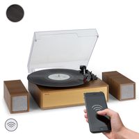 Auna Plattenspieler mit Lautsprecher, Plattenspieler mit Bluetooth, Retro-Schallplattenspieler mit Bluetooth Transmitter und Receiver, Moderner Vinyl-Plattenspieler für Schallplatten