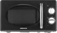 MEDION Mikrowelle (Retro, 20 Liter, 700 Watt Leistung, 6 Stufen, Auftaufunktion, Timer, MD18927) schwarz