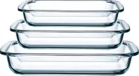 HGMD Auflaufform Set - 3 Stück - 1L - 1.6L - 2.2L - Rechteckig - Glas - Spülmaschinenfest