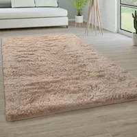 Hochflor Teppich Wohnzimmer Fellteppich Kunstfell Shaggy Flauschig Einfarbig Grösse 80x150 cm