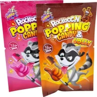 Rackooon Lolly & Popping Candy 1 Beutel mit Lutscher und Pulver einzeln verpackt