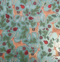 Geschenkpapier Hirsche im Wald Motiv 70cm x 2m Rolle türkis metallic