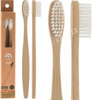 2er Set Zahnbürsten Bambus, 17,5 cm lang