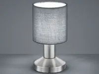 LED Touch Tischlampe mit Stoffschirm in Grau, Designklassiker Nachttischlampen