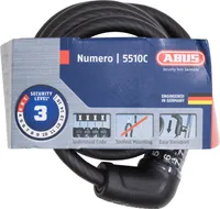 ABUS Kabelschloss Numero 5510C/180 SCMU - Fahrradschloss-Set mit Halterung SCMU - für e Zweiräder und Kinderfahrräder - 10 mm - ABUS Sicherheitslevel 3 - Schwarz