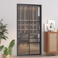 vidaXL Drzwi wewnętrzne 102,5x201,5 cm czarne, bezpieczne szkło hartowane i aluminium