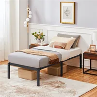 Yaheetech Bettrahmen 37cm Metallbett Bettgestell aus Metall, Modern Jugendbett mit Lattenrost, Doppelbett Einzelbett Schwarz 90 x 190 cm