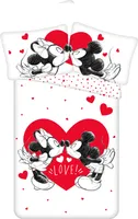 Pościel dziecięca dwustronna Myszka Miki i Minnie z mnóstwem serduszek, kołdra 140 x 200 + poduszka 70 x 90 cm, 100% bawełna