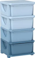 HOMCOM Schubladenschrank für Kinder mit Stauraum Aufbewahrungsboxen Spielzeug-Organizer Spielzeugkiste vier Ebene für Kinderzimmer 3-6 Jahre